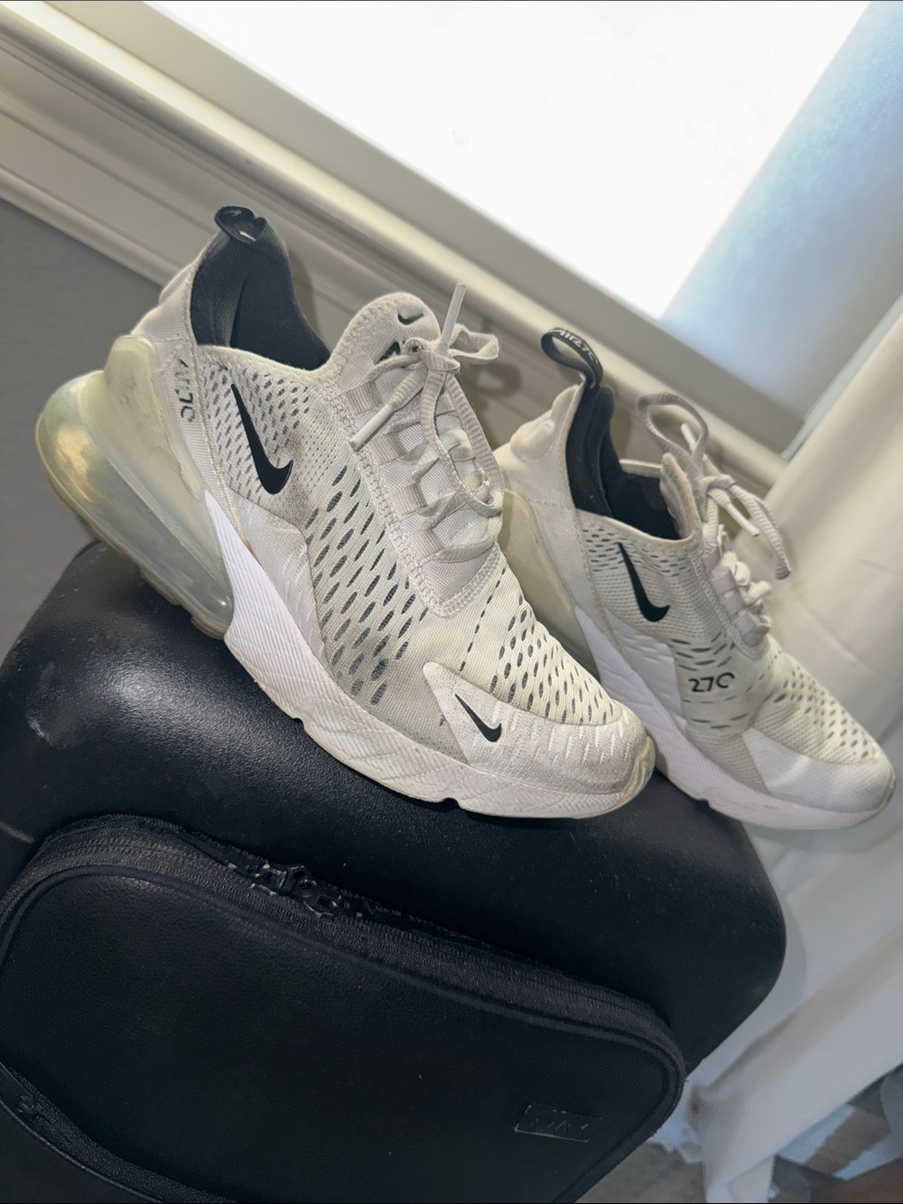 Nike White and Black Air Max 270 Casual Sneakers
